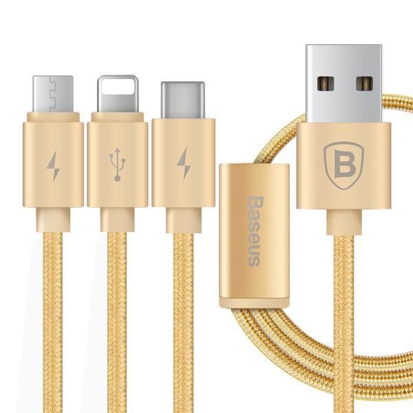 Кабель Baseus Portman Series Micro USBLightningType-C Cable 1.2m (Gold/Золотой) 