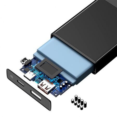 Портативный аккумулятор BASEUS Super mini digital Display PPMI02, 3A, 20000 мА⋅ч, черный, дисплей - 7