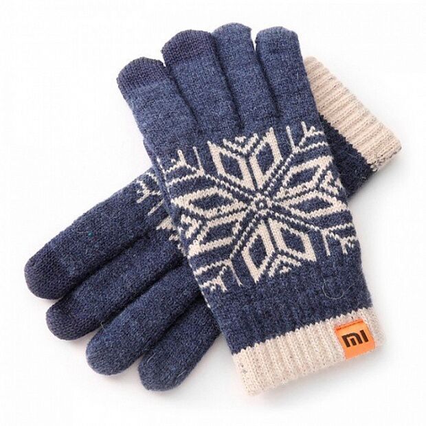 Зимние перчатки Xiaomi Mi Wool Screen Touch Gloves Mens/Мужские для сенсорных экранов (Blue White) 