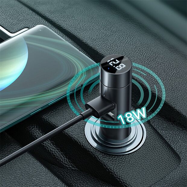 Автомобильный беспроводной MP3-плеер BASEUS Energy Column Car Wireless MP3, 3A, темно-серый - 7