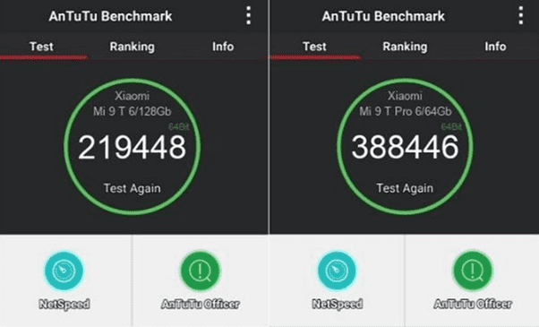 Сравнение результатов тестирования по AnTuTu для Ми 9Т и Ми 9Т Про
